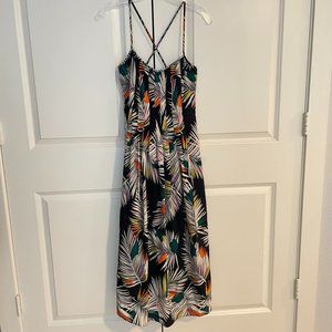 BNWT Banana Republic Floral Summer Midi Dress (Petite O, Black/Multicolor Print)